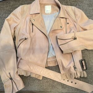 Anthropologie Elevenses Pink/Blush Leather & Suede Jacket (read details!)